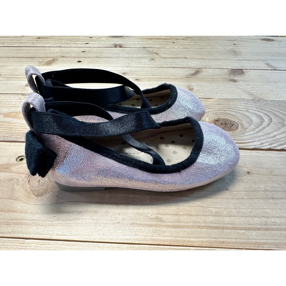 Cat & Jack Toddler Girls Pink Glitter Ballet Flats with Heel‎ Bow Size 5